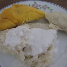 Steamed Pulut Putih Served With Durian/Mango